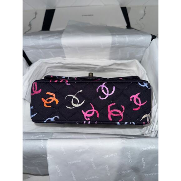 Chanel 24S Navy Blue Printed Logo Mini Flap Rectangle CC Shoulder Crossbody Bag - Picture 14 of 16